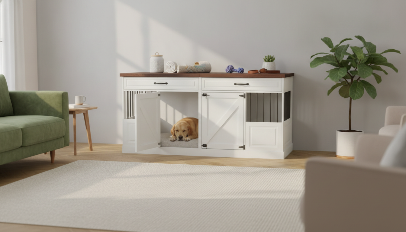Dog Crate Furniture With Drawers &Amp; Divider: A Tidy Den