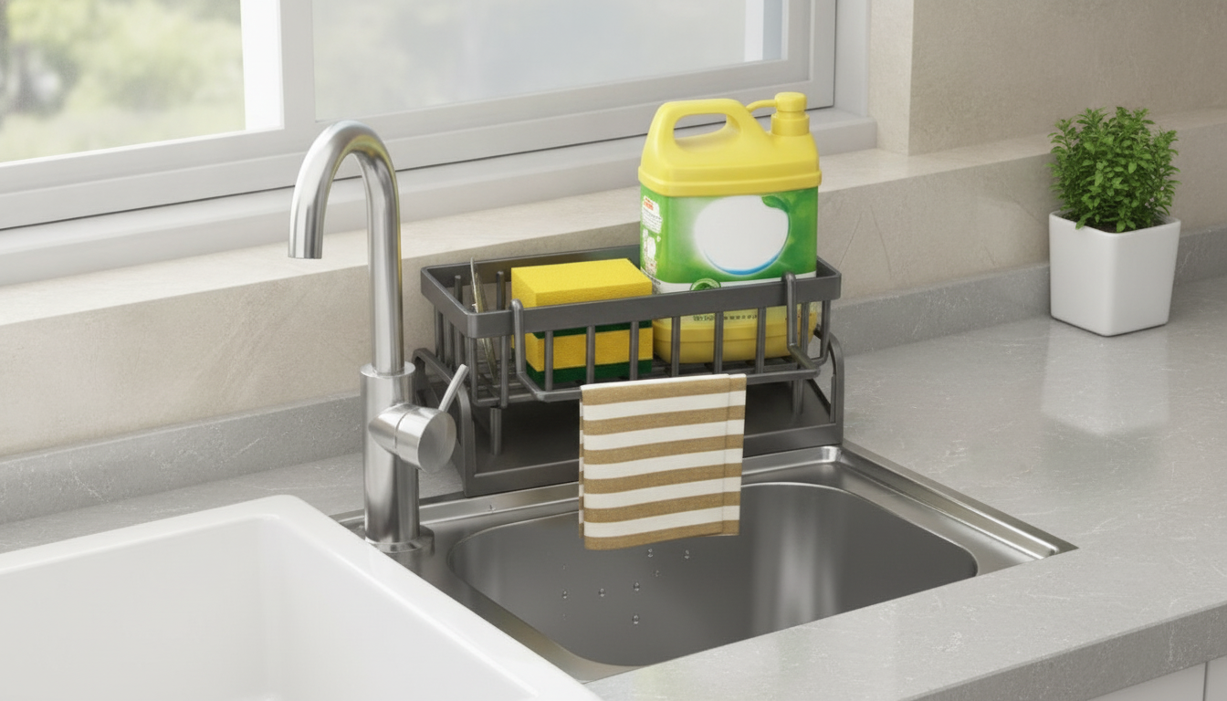 Drier Countertops With A Self-Draining Metal Sink Rack